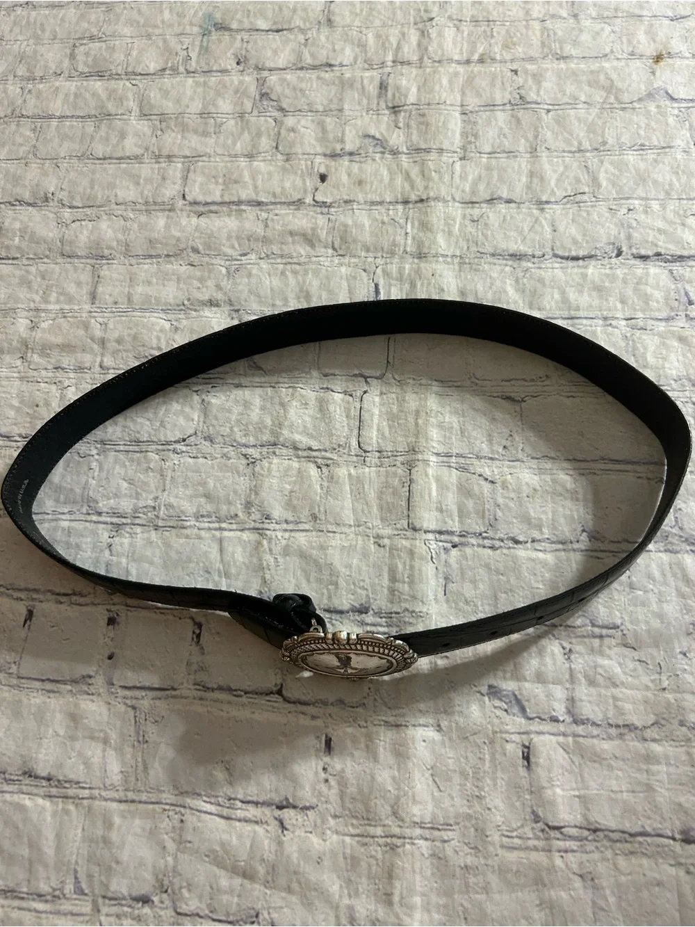 VINTAGE CHUNKY BLACK LEATHER WITH EMBELLISHED REMOVABLE BUCKLE UNISEX SIZE XL